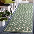 thumbnail image 2 of SAFAVIEH Courtyard Cori Bordered Indoor/Outdoor Runner Rug, Dark Green/Beige, 2'3" x 8', 2 of 10
