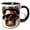 Black/White, variant on 3drose, Imaginary, Machine Fantastic Skull in Metal Helmet. Digital Art, 11oz Two-tone Black Mug