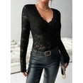 thumbnail image 4 of Women Long Sleeve Tops Shirts Dressy Hollow Out Crochet Lace Embroidered Blouses 2025 Fashion Black XXL, 4 of 7