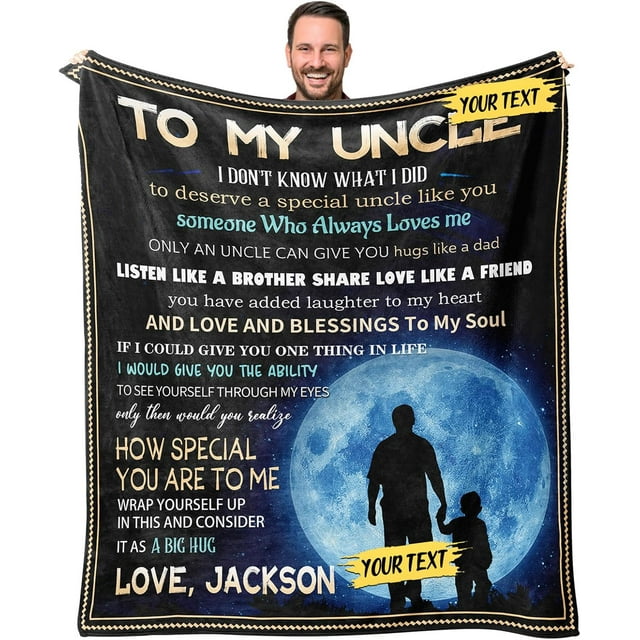 LHSHID Custom Blanket for Dad from Son Soft Personalized Blanket for Papa Grandpa from Grandson Customize Sherpa Blanket for Uncle from Niece 40"x50"