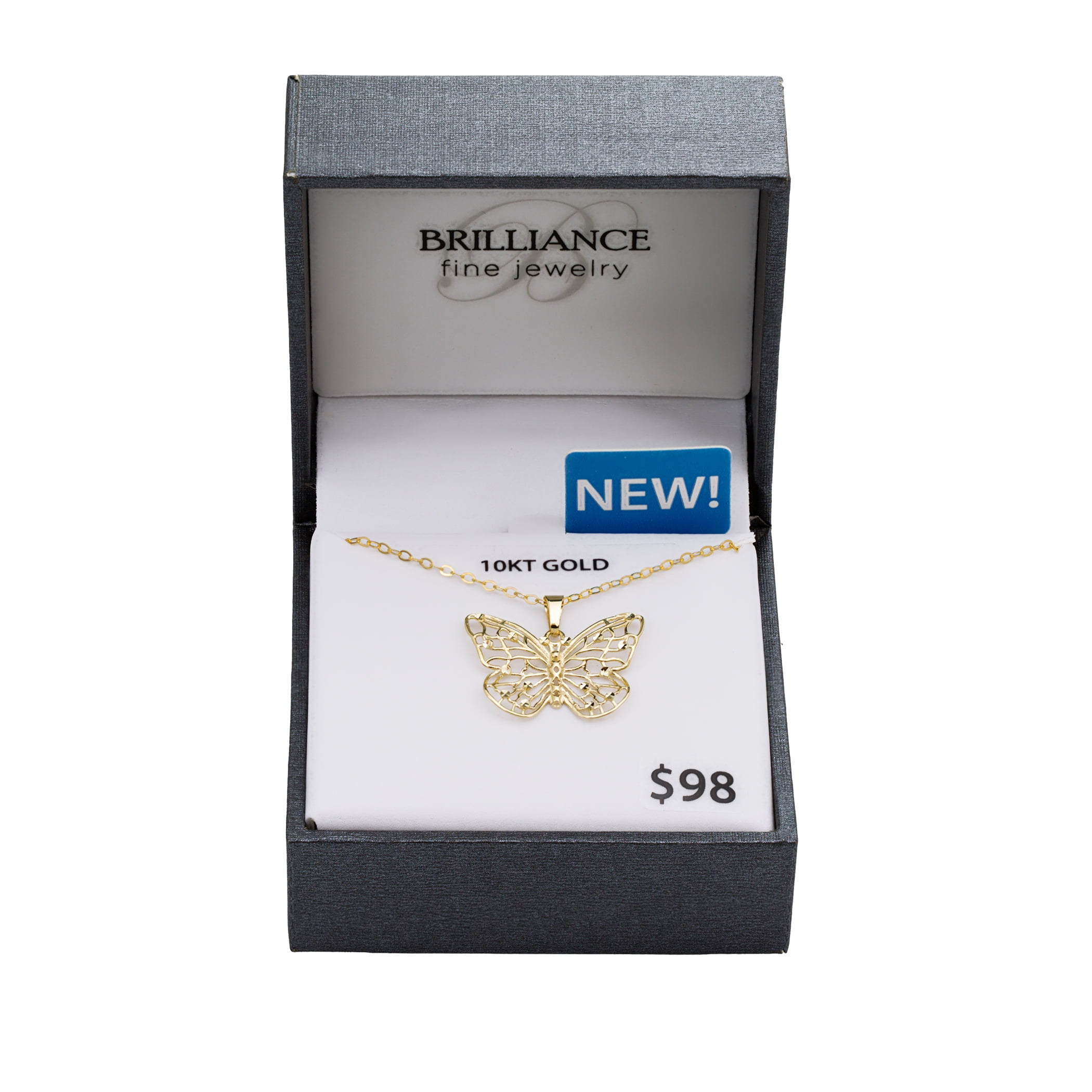 Free Shipping! Brilliance Fine Jewelry 10KT Yellow Gold Butterfly Pendant with 18" Gold Filled Chain  (图4)