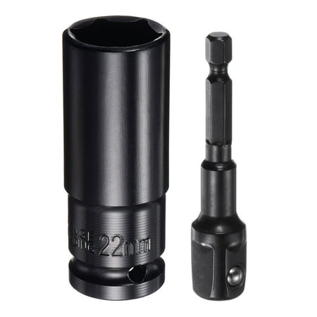 

Uxcell 1/2 Drive 22mm 6-Point Socket 3 Length 1/2 to 1/4 Hex Shank Adapter Phosphate Coated CR-V Steel