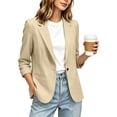 thumbnail image 7 of ClodeEU Women's Single Button 3/4 Sleeve Blazer,Casual Lightweight Lapel Work Jacket Khaki,Women's Plus XL, 7 of 7