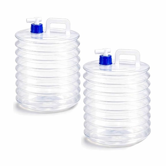 Collapsible Water Container With Spigot, 2PCS 3L Large-Capacity Collapsible Water Bucket With Handle, Portable Folding Bucket Bottle For Travel, Camping, Emergency & Car Storage