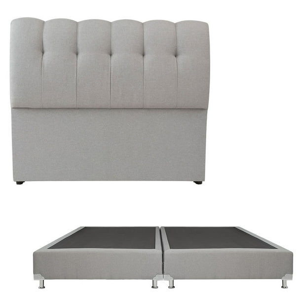 Box Base Cama King Size + Cabecera Nube Gris Claro