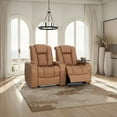 thumbnail image 2 of Seatcraft Diamante Zero-Gravity CoolZero Italian Leather Home Theater Seating, Power Headrest, Power Recline, Row of 2, Tan Oak, 2 of 9