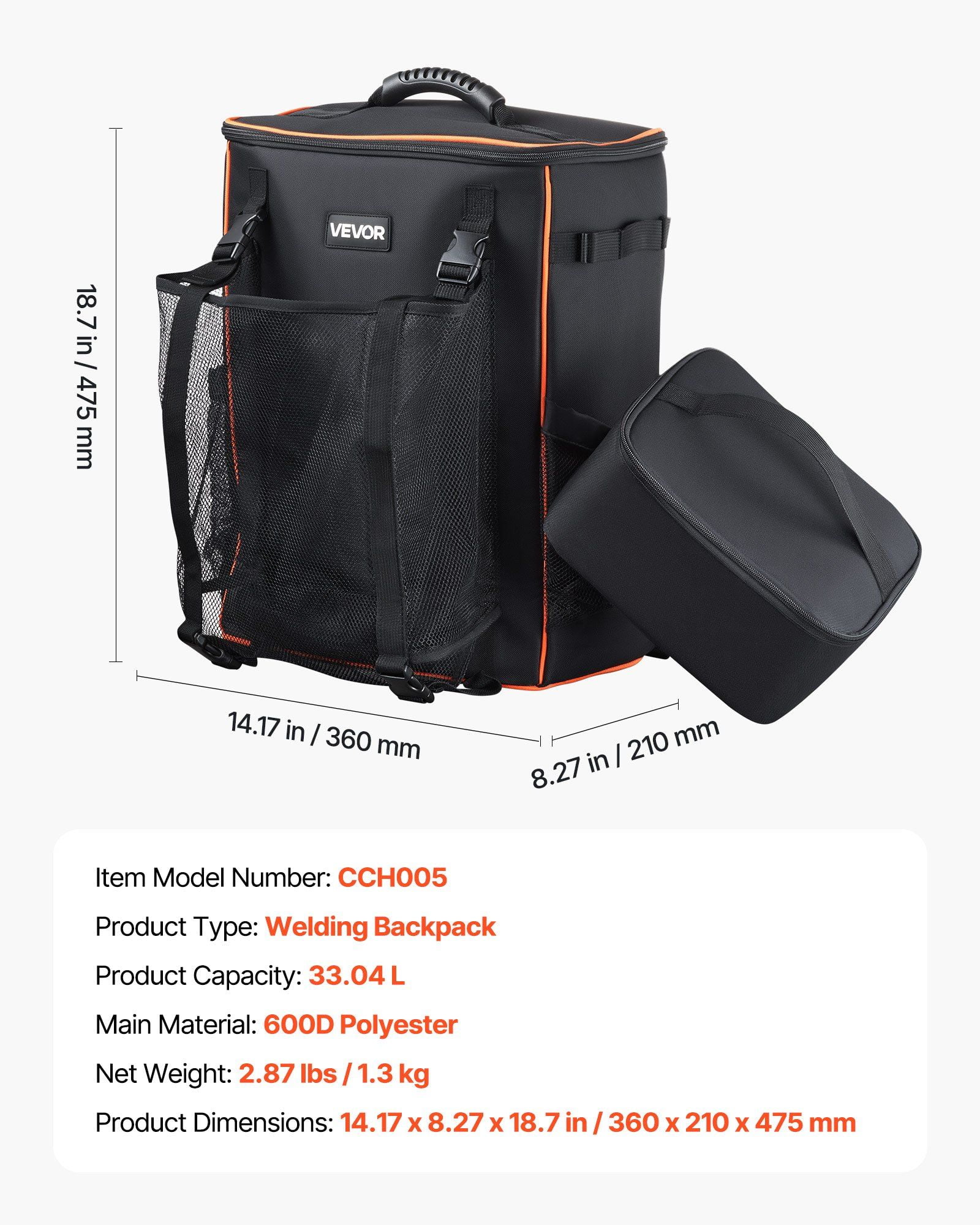 33L Welding Backpack – Heavy Duty 600D Polyester Tool Bag with Helmet Compartment – Heat & Spark Resistant, Fits Welder, Gloves & Accessories – Durable for Jobsite & Travel