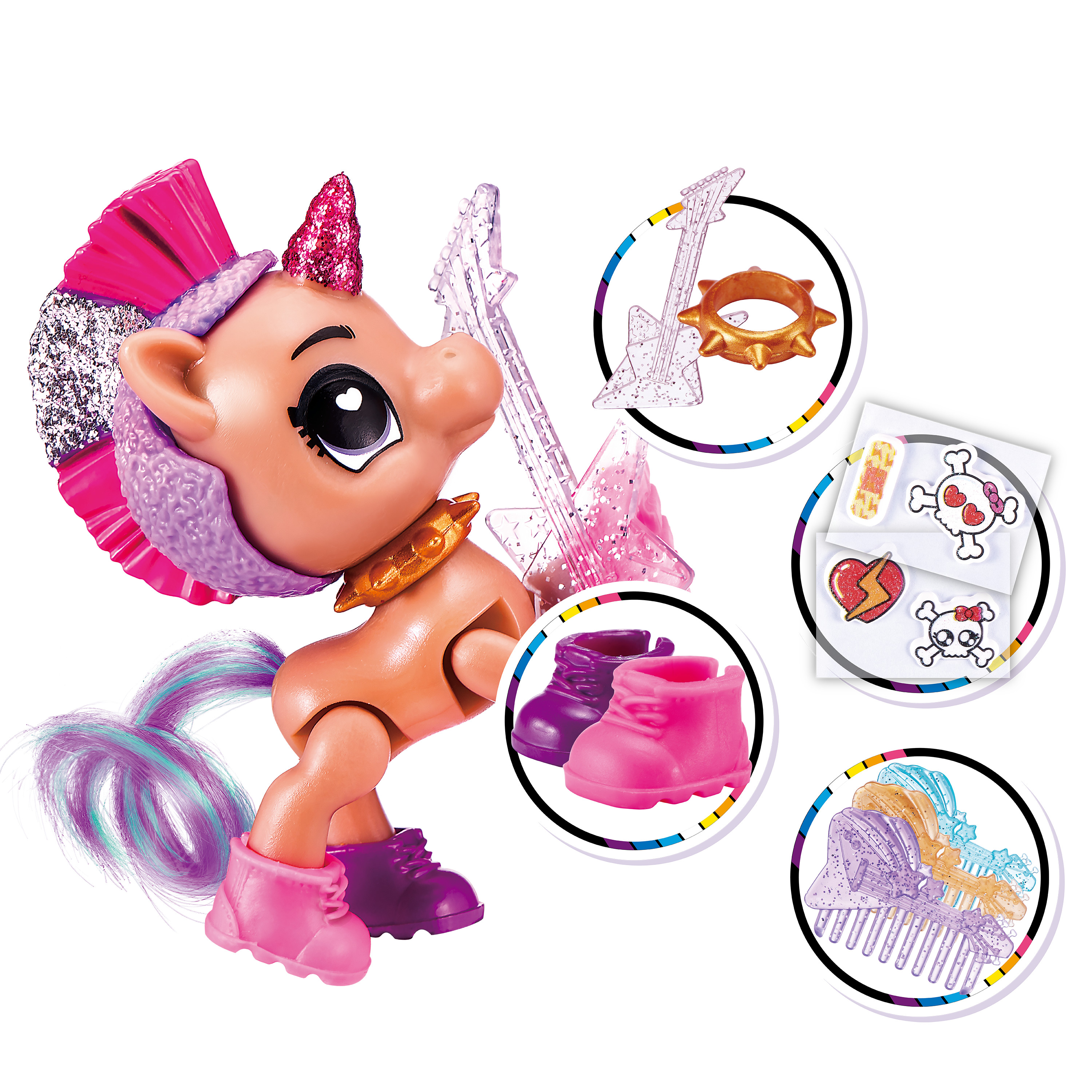 ZURU 77264 Capsule Sorpresa Unicorni Glow Squad – 5 Pezzi – Che Si Illuminano Al Buio Con Vasca Da Bagno