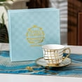 thumbnail image 6 of EONROACOO 13 Pcs Porcelain Tea Cup Set with Metal Rack, Coffee Cups, 220ml/7oz, Lattice, 6 of 6