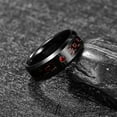 thumbnail image 4 of JQUEEN Men's 8mm Black Tungsten Carbide Rings Red Carbon Fiber with Red Zircon Engagement Rings, 4 of 5