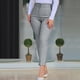 thumbnail image 3 of Pantalones casuales Umfun para mujer, de cintura alta, con bolsillos, ajustados, color liso, cómodos, color gris XL, 3 of 4
