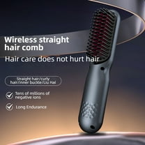 Cordless Hair Straightening Brush - Mini Travel Size, Fast Heating, Frizz-Free Smoothing, Portable Hot Comb for Shiny Salon Hair.