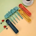 thumbnail image 4 of QUTETN 1set/ 2sets 4pcs/ Set Wheat Straw Tableware Box Spoon Fork Chopsticks Cutlery Dinnerware Children Adult Travel Portable Kitchen Accessories, 4 of 4