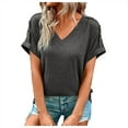 thumbnail image 1 of Timegard Tops for Women V Neck Short Sleeve Button Comfy Summer Casual Loose Tops Tee Solid Color, 1 of 6