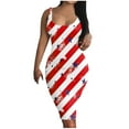 thumbnail image 1 of USSUMA Dress Women's Wedding Guest Sexy Knee Length Bodycon Midi Sundresses for Women Casual Beach 4th of July American Flag U Neck Sleeveless Summer Sun Dresses Graduation, 1 of 5