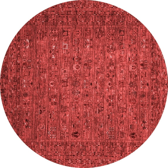 Ahgly Company Indoor Round Abstract Red Modern Area Rugs, 4' Round