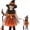 A03-Yellow, variant on Gaexia Halloween Witch 4 Piece Set, Witch Dress Halloween Role Play Outfit Party Stage Performance
