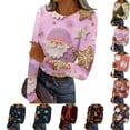 thumbnail image 2 of Christmas Knit Shirts for Women Casual Slim Fit Rib Knitted Tops Xmas Graphic Print Cute Holiday Blouse Tees, 2 of 5