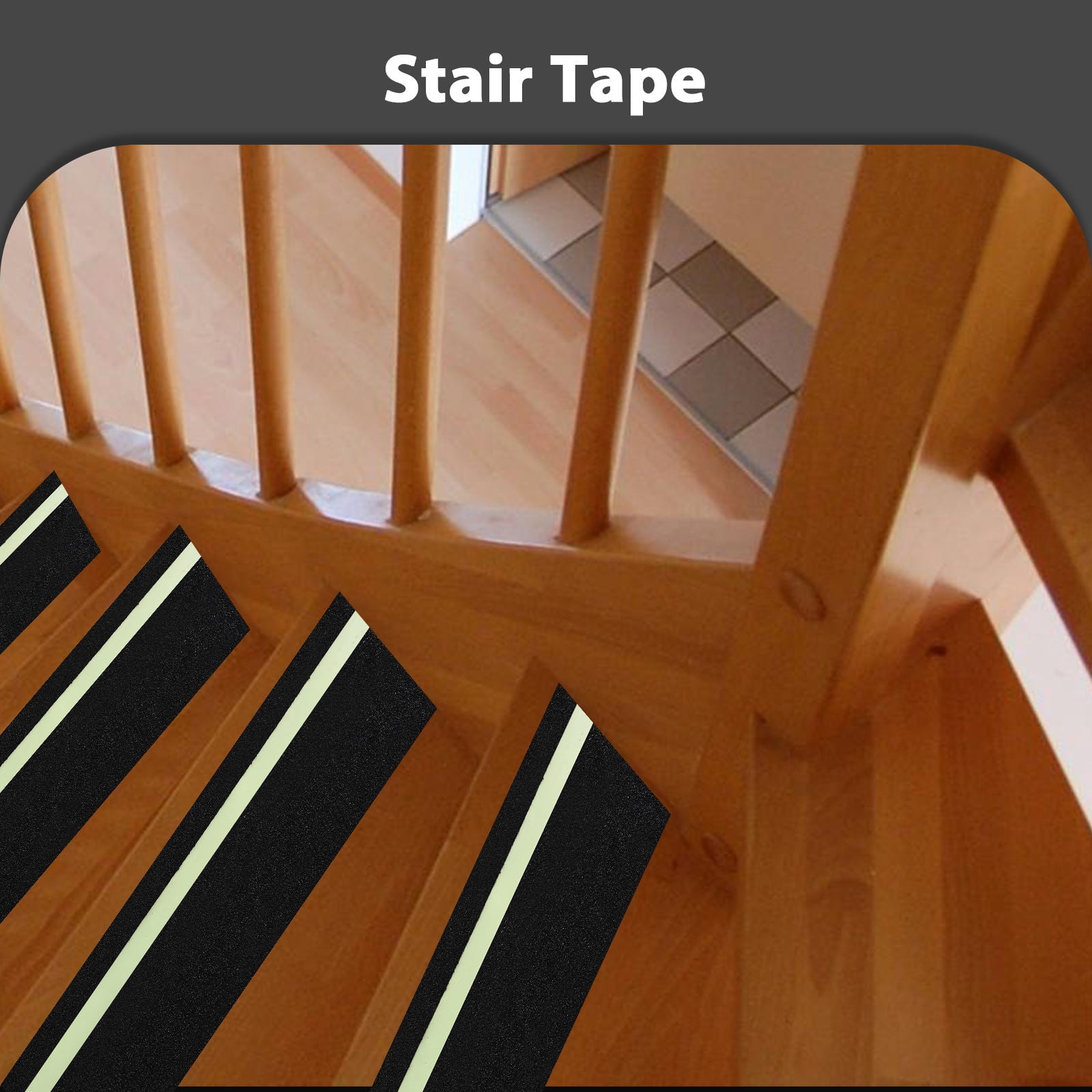 Homoyoyo Glowing Non Slip Tape Black Pte for Home Stairs Safety Durable Grip
