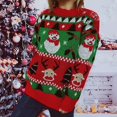 thumbnail image 4 of Suéteres ajustados para mujer, suéteres de invierno gruesos de vellón alto e informal de Navidad con estampado holgado, suéteres para mujer grandes y altos, 4 of 4