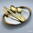 thumbnail image 4 of Elyon Tableware® 32-Piece Gold Flatware, Stainless Steel Silverware Set, Reflective Mirror Finish Cutlery Set, Reusable Dishwasher Safe, Service for 8, 4 of 7