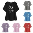 thumbnail image 1 of Eryao Chemise en Lin Imprimée pour Femmes Manches Courtes Col Rond Tops Été Pissenlit et Papillon Blouses Graphiques, Noir, m, 1 of 8