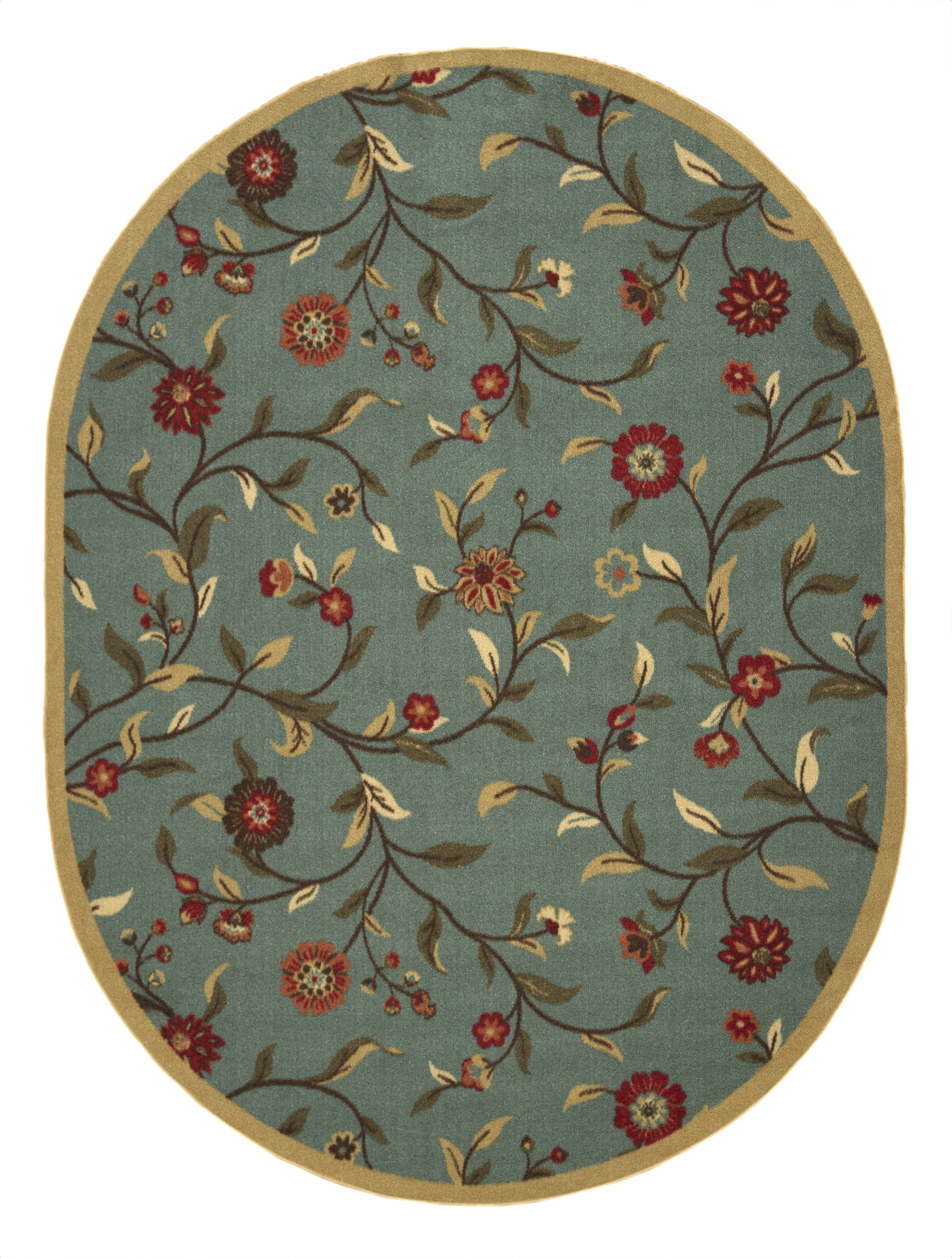 Ottomanson Ottohome Floral Rug, Seafoam, 5'X6'6" Oval