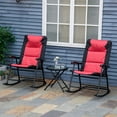 thumbnail image 2 of Outsunny Ensemble de 3 Chaises Berçantes Pliables pour Patio, Rouge, 2 of 10