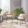 thumbnail image 2 of GDF Studio Aleah Indoor Woven Faux Rattan Chairs with Cushions, Set of 2, Light Brown and Beige Finish, 2 of 10