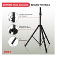 thumbnail image 2 of Soporte Universal para Altavoces Pyle, Base Tripié con Pies Antideslizantes, Altura Ajustable de 107 cm a 178 cm, Capacidad de Carga de 59kg, con Inserto Compatible de 35 mm, Ideal Escenario o Estudio, 2 of 7