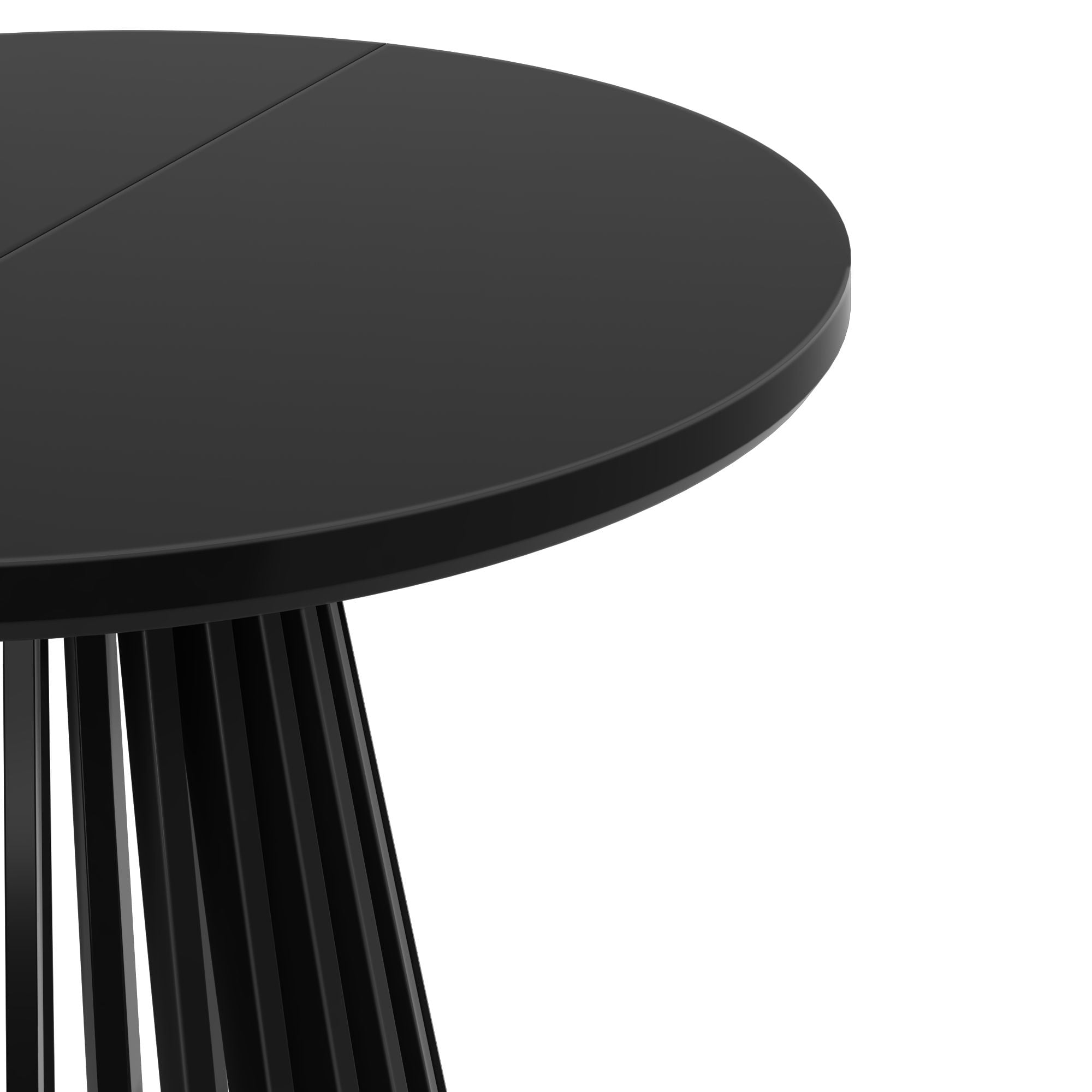 Plank+Beam 38" Lido Round Dining Table, Solid Wood Minimalist Kitchen Table for 4, Black