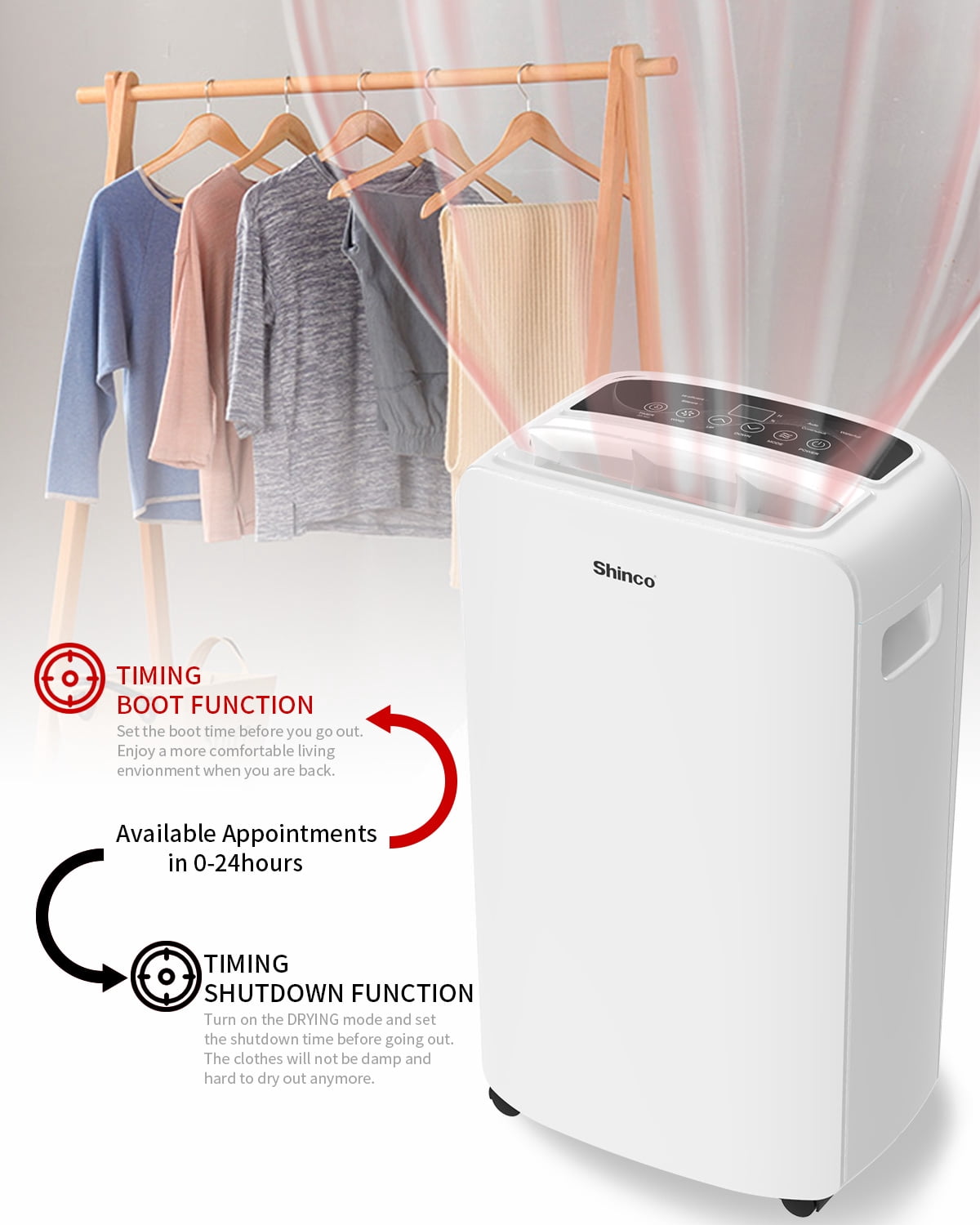 Shinco 40-Pint Dehumidifier for 2,000 Sq.Ft Medium Rooms and Basements