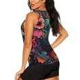 thumbnail image 4 of Picia Colorful Flower Dog A Pattern Women's Workout Tank Top,Breathable Activewear,Slim Fit Athletic Top,Versatile Workout Moisture-wicking top-Medium, 4 of 9