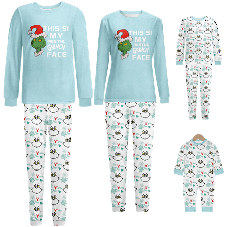 

Family Matching Christmas Pajamas Set Christmas Grinch Printed Sizes for Adult-Kids-Baby-Pet 2-Piece Top and Pants Bodysuits Unisex Pajamas Set