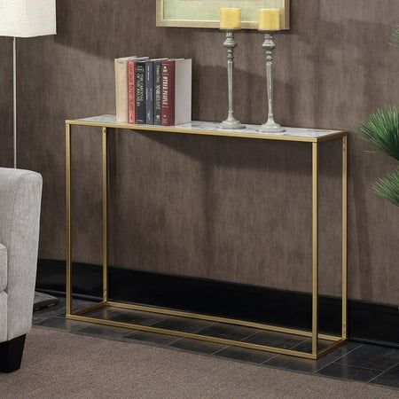 Hidden Treasures Console Table - Convenience Concepts Gold Coast Faux Marble Console Table
