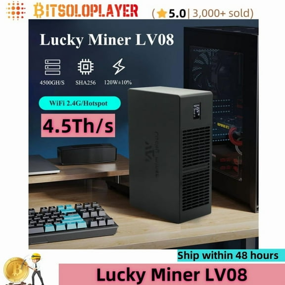 ASIC Miner LV08 4.5TH/S BTC Miner BM1366 Asic Chip SHA256 2.4GHz WiFi Home Silent Lottery Miner Bitocins Solo Miner Lucky Miner LV08