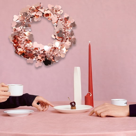 Xloro Valentine’s Day Tinsel Garland Decorative Wire Heart Wreath for DIY Valentine Wreath Making Anniversary Birthday Party Home Wall & Window Decor (1Pc 9")