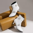 thumbnail image 3 of B91xZ Bottines pour Femmes Imperméables de Travail Randonnée Combat Lacets Talon Bas Bottines Cheville, Blanc 40, 3 of 5