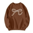 thumbnail image 4 of Sweaters For Women Bow Graphic Oversized Pullover Crewneck Sweatshirts Fall Fashion Tops Polyester Brown Size S-2Xl Oversized Sweaters For Women, 4 of 5