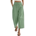 thumbnail image 4 of Sevevn Women's Cropped Casual Wide Leg Palazzo Pants Elastic Waisted Flowy Trousers with Pockets, 4 of 8