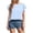 *Sky Blue, variant on Women's Round Neck Double Layered Lotus Leaf Sleeve , Loose Casual Tee T-Shirt Black,Womens Plus XXL