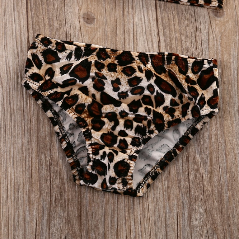 Summer Kids Baby Girl Leopard Bow Off Shoulder Bikini Set Swimwear Swimsuit Bathing Suit