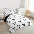 thumbnail image 3 of jejeloiu Kawaii Cartoon Bowtie Twin Comforter Sets,Cute Black Bow Bedding Set For Girl Kids Reversible 2pcs, 3 of 8