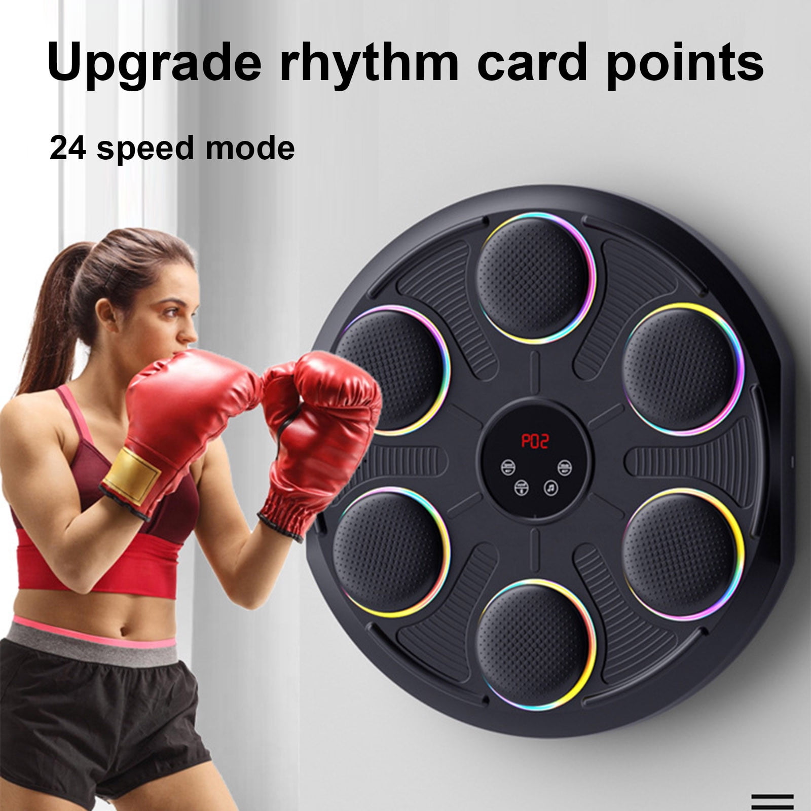 Bluetooth Music Boxing Trainer with Smart Counter and Wall Mount, Interactive Home Workout Equipment for Childs Adults Stress Relief Fitness in Living Room Office Gym