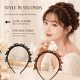 thumbnail image 4 of Double Bangs Hairstyle Headband With Clips,Hair Clip Headband ,Hair Band With Clips-Mesh Red Headband 5.12*4.33IN, 4 of 9