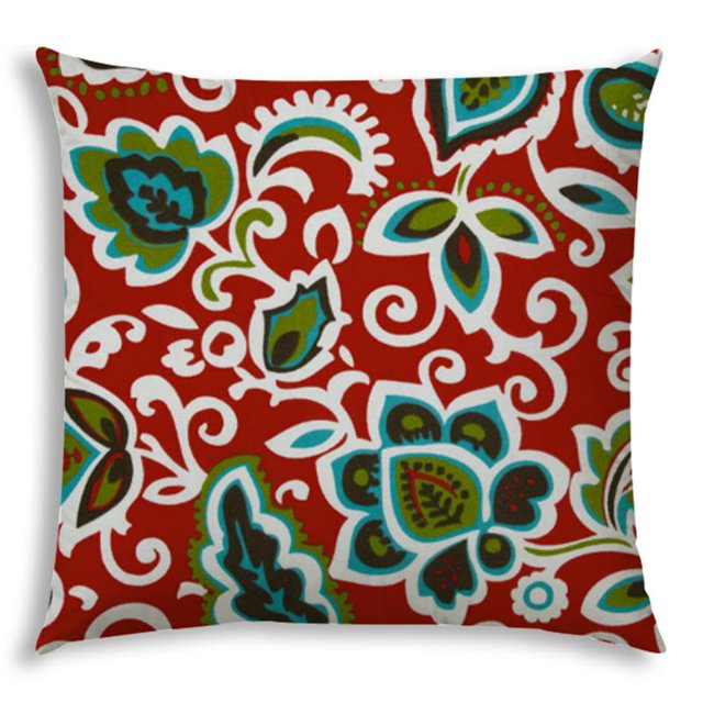 Joita Fleurs Dansantes Oreiller Intérieur / Extérieur Cousu Fermé - Tissu de Polyester Rouge