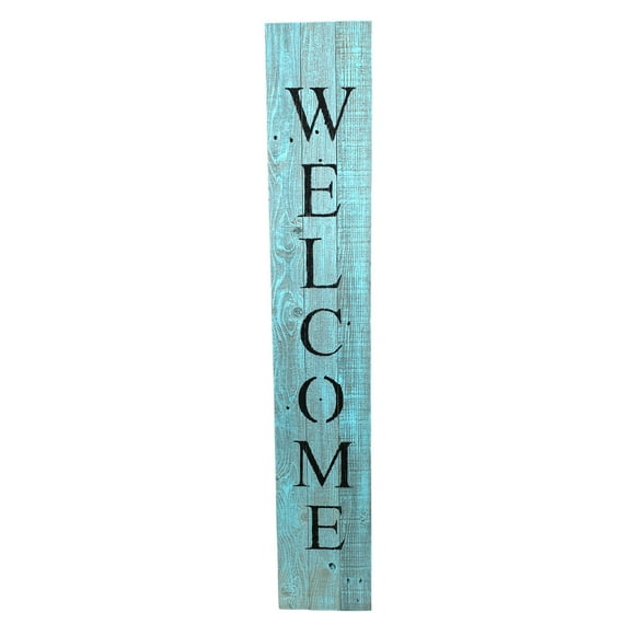 homeroots outdoor 384912 Rustic Light Aqua Blue Front Porch Welcome Sign