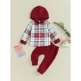 thumbnail image 2 of Arvbitana Toddler Baby Boys Fall 2Pcs Outfits Plaid Long Sleeve Buttons Hoodies Shirts + Solid Color Pants Sets Infant Boys Casual Clothes 3M 6M 12M 18M 24M 2T 3T, 2 of 8