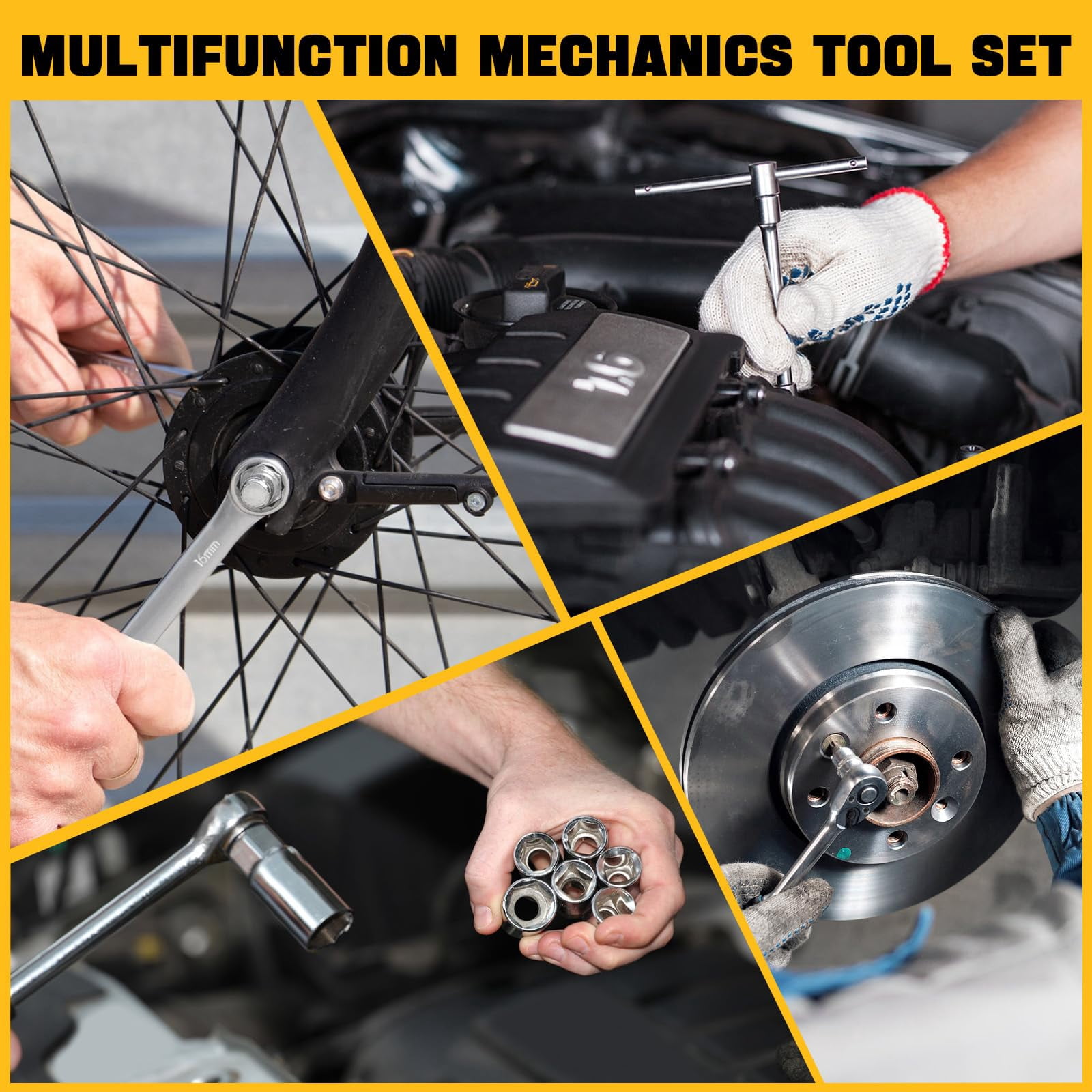 Mechanics Tools Kit and Socket Set, 1/2" ,1/4" & 3/8" Drive, 216-Piece
