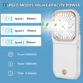 thumbnail image 5 of Deago Upgrade Handheld Fan, Small Personal Fan with 3 Speeds Neck Rechargeable Portable Fan, Powerful Mini USB Outdoor Fan Quiet Desk Fan Free Angle, Good for Travel Home Office School-White, 5 of 7